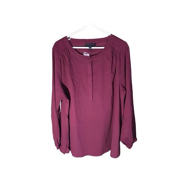 Lane bryant maroon long sleeve blouse top SZ 18 New with tags career - Picture 1 of 5